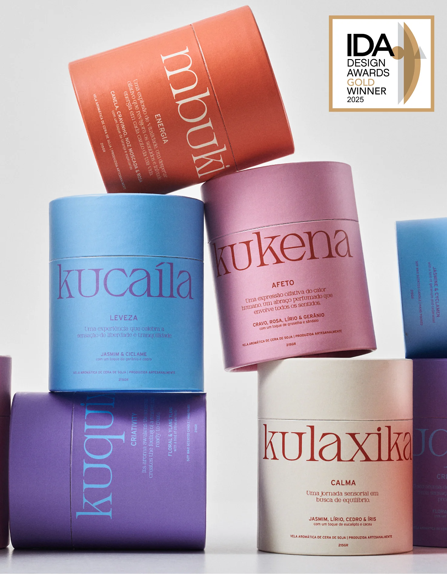 Close-up detail of the luxury packaging design and branding execution for DJOM candles.