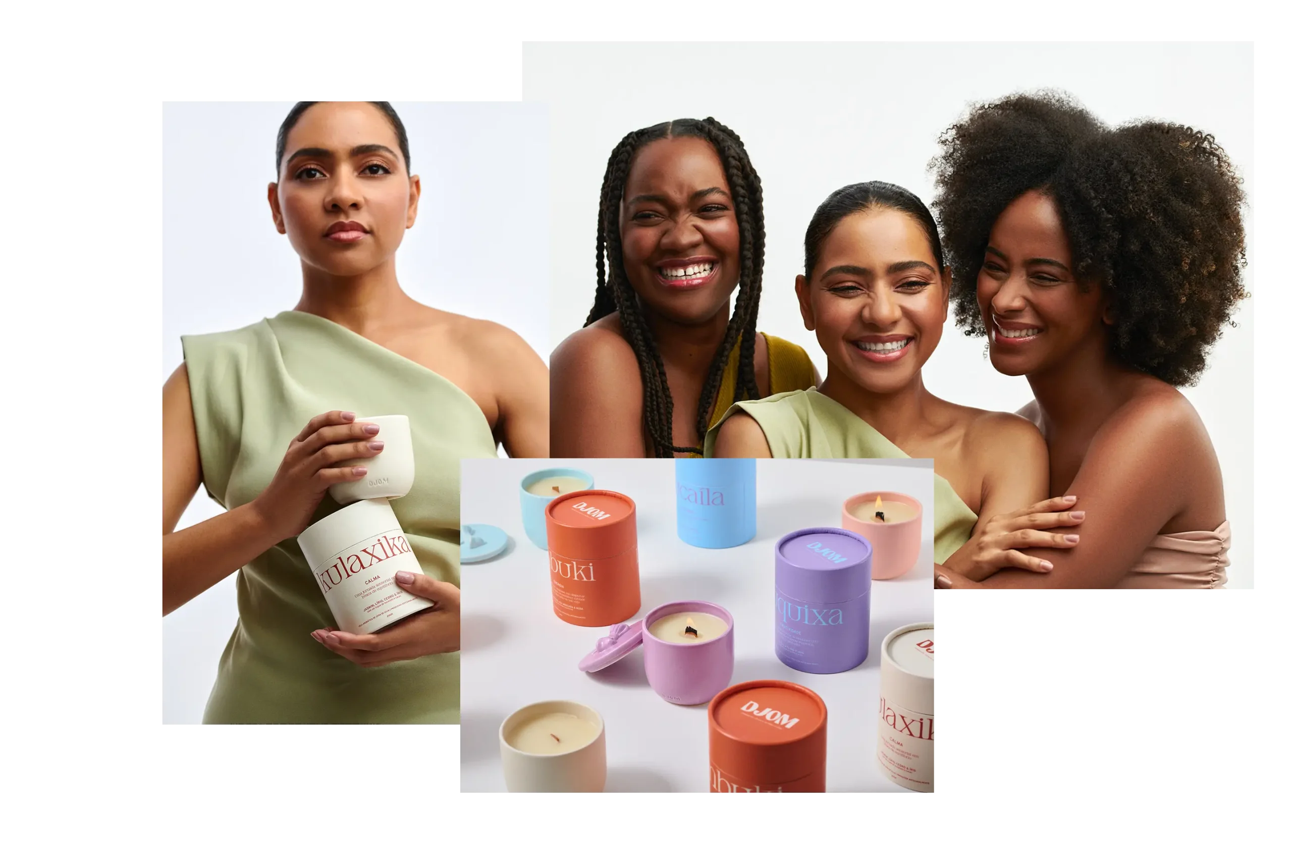 DJOM luxury candle CPG Packaging Design and product photography, showcasing the new brand strategy.