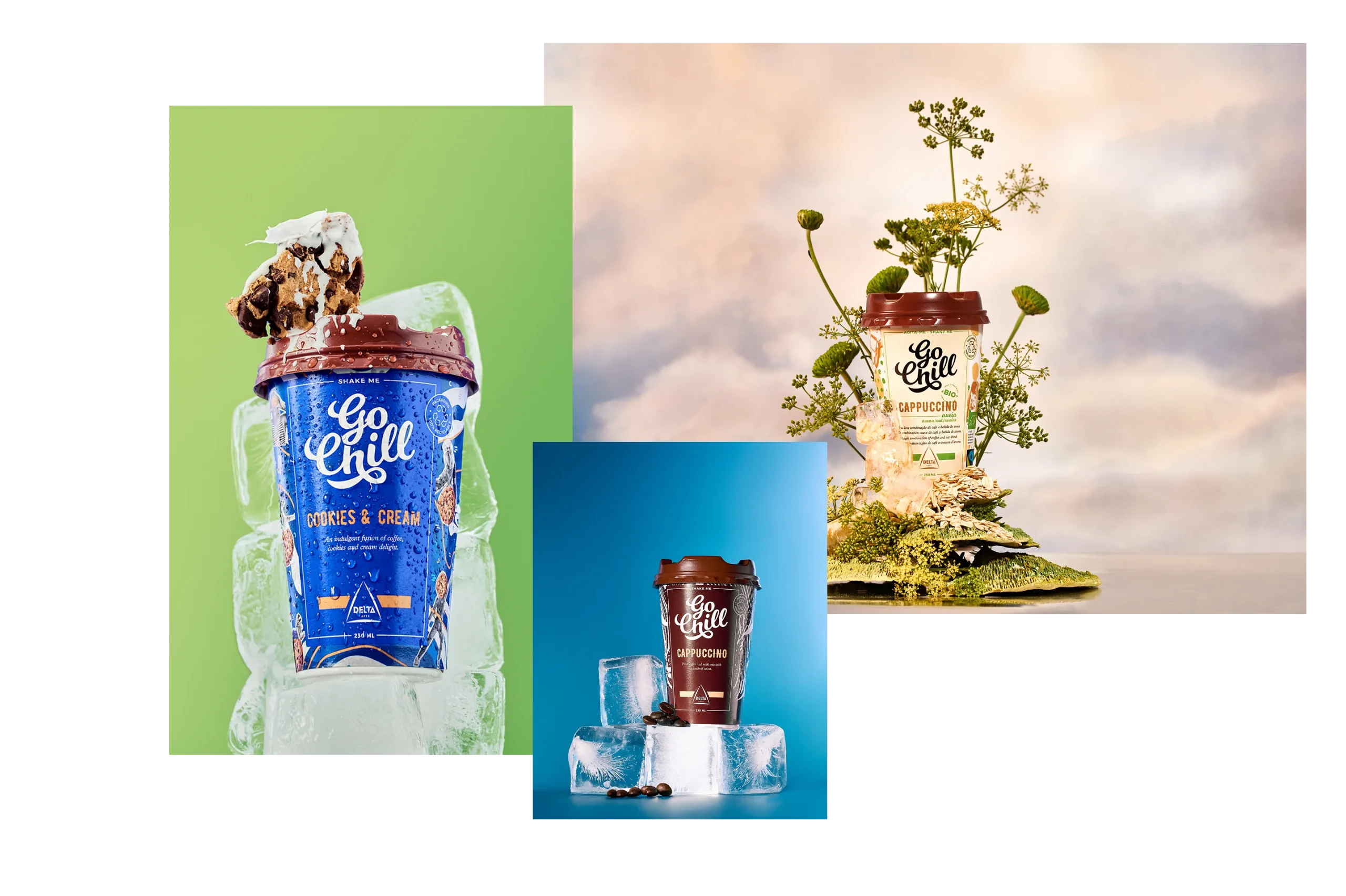 Commercial Still Life Product Photography of Go Chill drink on ice, designed for Billboard Advertising Campaign.