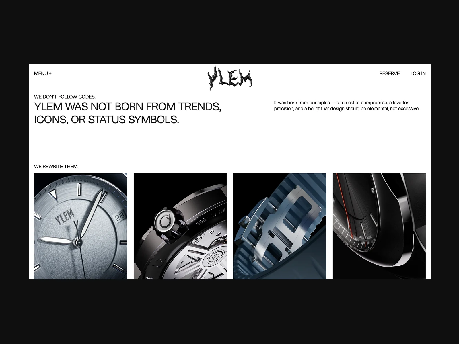 YLEM luxury watch website homepage design by après- creative studio