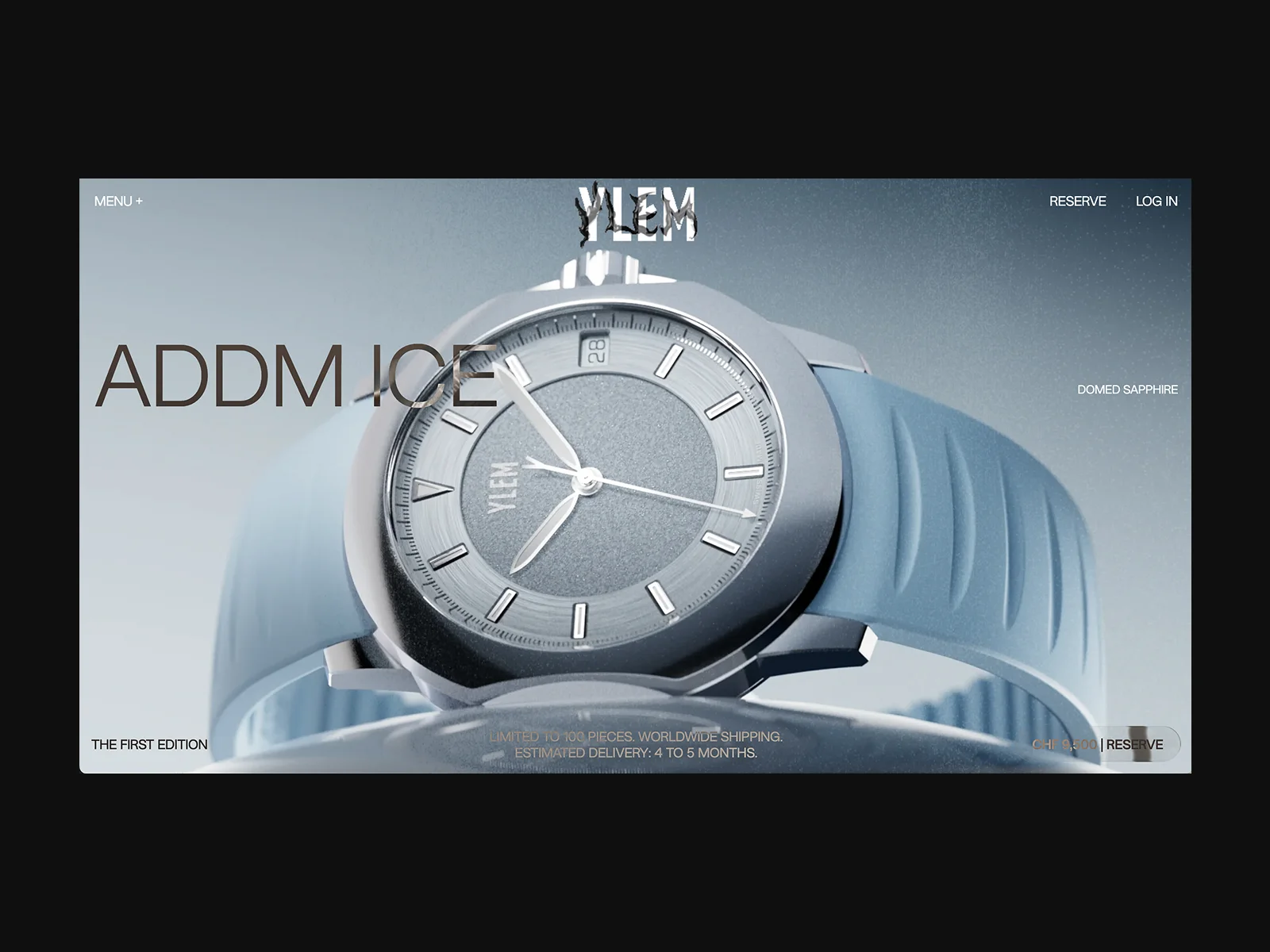 YLEM Addendum product page UI design — luxury watch e-commerce by après-